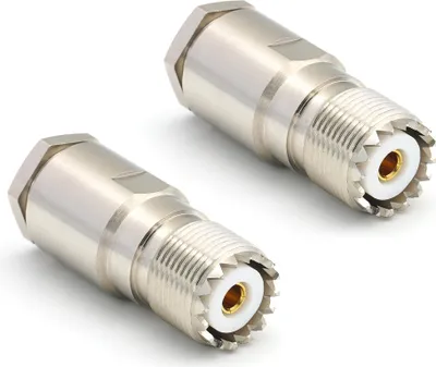 Image de SO239 Connecteur à pince UHF pour LMR400 Belden 9913 RG8, nickelé, avec broche plaquée or (pack de 2)