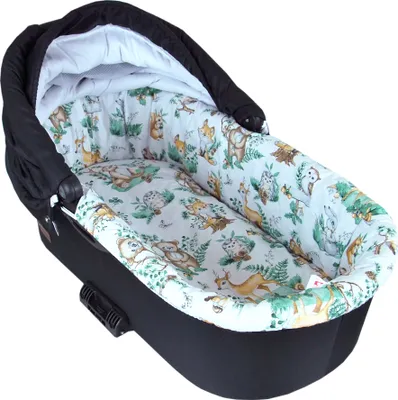 Produktbild von BABYLUX Nestchen für Kinderwagen BABYWANNE Matratze 2Tlg Set W15 - Grün + Waldtiere
