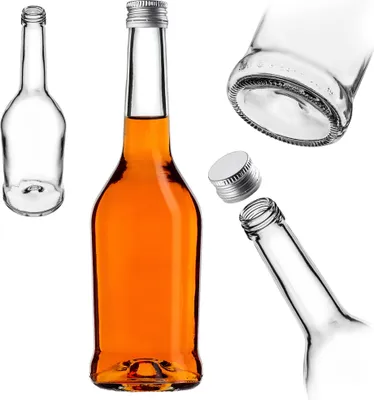 Produktbild von KADAX Likörflaschen 500ml, 1 Stück, Leere Flaschen zum Befüllen von Öl, Essig, Likör, Wein und Schnaps, Glasflaschen, Schnapsflaschen, Saftflaschen (Silber)