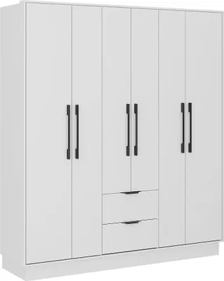 Produktbild von 6-türiger Kleiderschrank mit 2 Schubladen - Länge 162 cm - weiß - FEOVA
