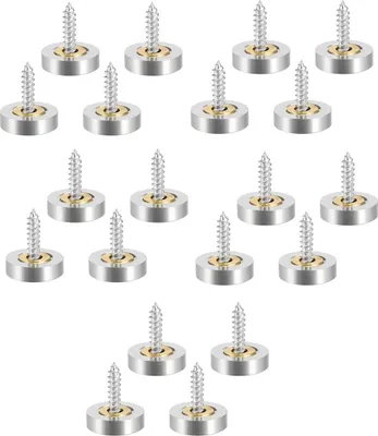Produktbild von 20er Set Spiegel Schrauben mit Kappen | 16mm Zierschrauben mit Abdeckkappe | Kupfer Spiegelnägel [Farbe - silber] - Spiegelkappe | Badezimmer Dekorativ Schrauben | Befestigungsschrauben für Spiegel