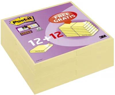 Immagine prodotto di Post-it® SuperSticky 654SP24 Note adesive Promozione - 76 x 76 mm, giallo, 24 x 90 fogli
