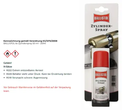 Productafbeelding van BALLISTOL 25941 ZYLINDERSPRAY Schlossspray 50,0 ml