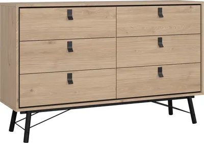 Image de Commode RY - 6 Tiroirs -Reproduction Chene - L150,3 x P40,1 x H94,8 cm