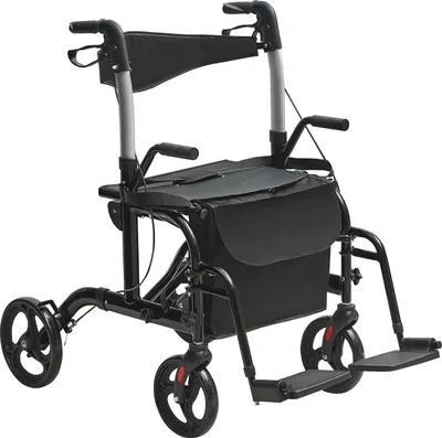 Zdjęcie produktu dla Wózek inwalidzki i Krzesło Transportowe 2 w 1 Czarne