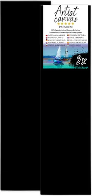Immagine prodotto di 2x Tela su telaio, 100% cotone, 330 g/m², fondo nero 40X150 cm