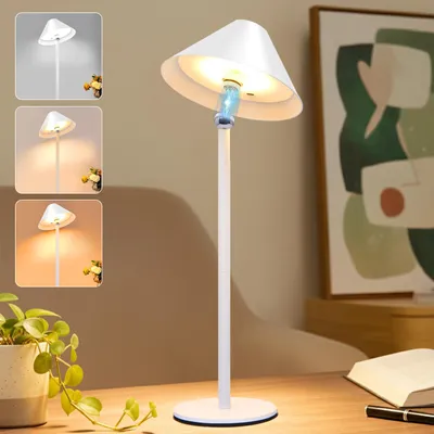 Produktbild von LED Tischlampe Kabellose Akku 360° Magnet Schwenk Dimmbare 3 Farbtemperaturen Tischleuchte Aufladbare Nachttischlampe, Weiß