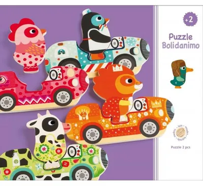 Image de 8 puzzles en bois bolidanimo - 16 pieces - djeco - dj01555