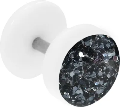 Produktbild von Fake Plug Ohrstecker weiß Glitterline Farbe - Schwarz