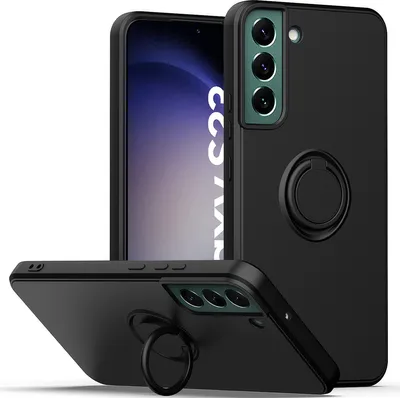 Produktbild von Samsung S23 Handyhülle, Ring Halter Ständer Kratzfeste Weiche Silikon schutzhülle für Samsung Galaxy S23 Schwarz