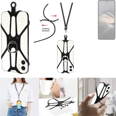 Produktbild von K-S-Trade 3in1 Handykette Handyband Handykordel Halsband Smartphone-Ring Handy-Ring kompatibel mit Huawei Pocket 2 Fingerhalterung Handyring