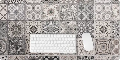 Produktbild von Fliesen Im Retro-Stil – Schreibtischunterlage – Rutschfeste Tischunterlage – Schreibtischmatte für Büro & Zuhause – Schreibunterlage – Mauspad – Tischmatte – 90 x 45 cm