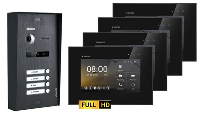 Produktbild von BALTER EVO-HD Aufputz Video Türsprechanlage 2-Draht BUS für 4-Familienhaus 4x 7" Touchscreen Monitor Schwarz-Schwarz-ohne WiFi