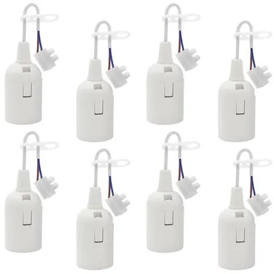 Productafbeelding van 8 Stuks E27 Lampfitting Wit - Gloeilampfitting met Kabel voor Doe-Het-Zelf Verlichtingsarmaturen