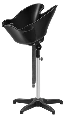 Image de Lavabo de coiffure - Lavabo réglable en hauteur - Cuve 48 × 50 × 25 cm - Hauteur 94–122 cm - Appui-nuque pivotant à 180° - Tuyau d'évacuation extensible - Noir