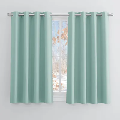 Zdjęcie produktu dla Zasłony zaciemniające, termoizolacyjne, w kolorze zielonym, idealne na lato, wymiar 145x140 cm (zestaw 2 sztuk)