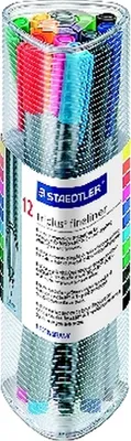 Produktbild von Fineliner triplus 12 Farben in Kunststoffdose Packung mit 10 Stück
