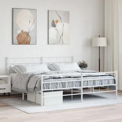 Produktbild von Möbel Bettgestell mit Kopf- und Fußteil Metall Weiß 200x200 cm - Klassische Betten 355733