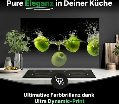 Produktbild von Spritzschutz Küchenrückwand Glas 60 x 40 cm Grüne Äpfel im Wasser - RUECKWAND24
