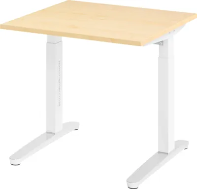 Produktbild von bümö Schreibtisch Serie-XB - Nachbildung Ahorn, Größe:  80 x 80 cm, Gestell: Weiß/Alu poliert