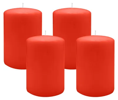 Produktbild von Flachkopf-Stumpenkerzen Paprika 60 x Ø 50 mm, 4 Stück