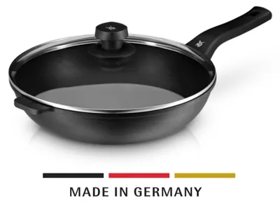 Produktbild von WMF Wok mit Glasdeckel, 30 cm 05.7630.4291, Rund, Schwarz, Aluminium, PermaDur, Bakelit, Keramik, Gas, Halogen, Induktion, Versiegelte Platte