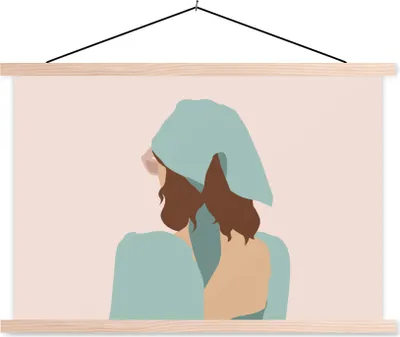 Produktbild von MuchoWow® Textilposter Sommer - Frau - Abstrakt 60x40 cm mit holzfarbenen Rahmen - Bilder