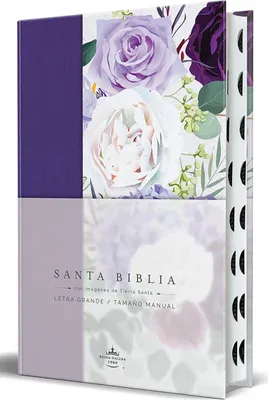 Produktbild von Biblia Rvr1960 Tapa Dura Y Tela Morada Con Flores Tamaño Manual Con Índice / Spanish Bible Rvr 1960, Hardcover, Purple Cloth with Flowers, Handy Size