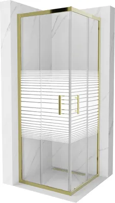 Zdjęcie produktu dla Mexen Rio kabina prysznicowa kwadratowa 70 x 70 cm, pasy, złota - 860-070-070-50-20