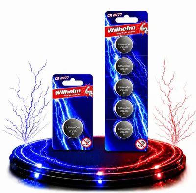 Produktbild von Knopfzelle CR2477 Lithium 3V 1070 mAh 24mm Durchmesser 7,7mm Höhe 6er Pack, KI-generiertes Bild