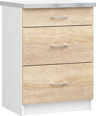 Produktbild von Küchen-Unterschrank mit Arbeitsplatte LIMA Weiß, Sonoma Eiche B60xH82xT44,5 cm