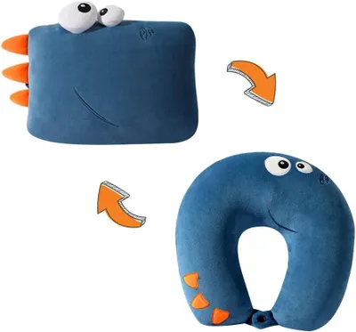 Productafbeelding van Nekkussen 2-in-1, traagschuim, dinosaurus, reiskussen, voor auto