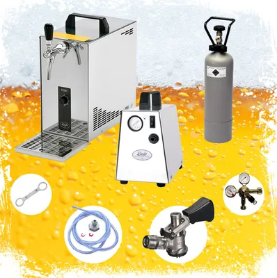 Produktbild von Komplett Set - Zapfanlage, Bierzapfanlage, Bierkoffer, Durchlaufkühler PYGMY 25 1-leitig Trockenkühler, 35 Liter/h, Zapfkopf:NC Adapter