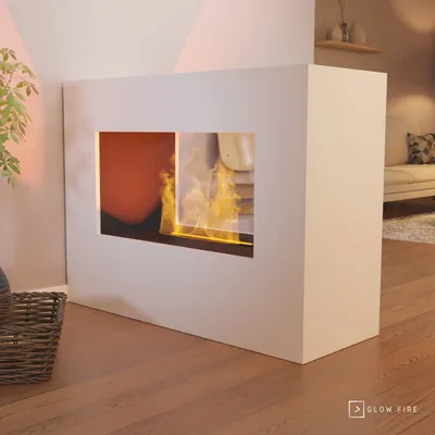Produktbild von GLOW FIRE Elektrokamin 'Konsalik' | Wasserdampf Kamin mit OMC 500 ohne Holz in weiß als Raumteiler | HxBxT: 90x120x45 cm