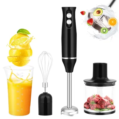 Stabmixer 4-in-1 500 W, Edelstahl, 2 Stufen, mit Zubehör