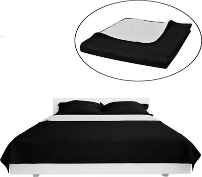 Obrázok produktu pre vidaXL Obojstranný prehoz na posteľ Prešívaný čiernobiely 230x260 cm