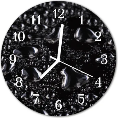 Produktbild von Glasuhr Wanduhr Küchenuhr Echt-Glas 30fi cm Tropfen schwarz