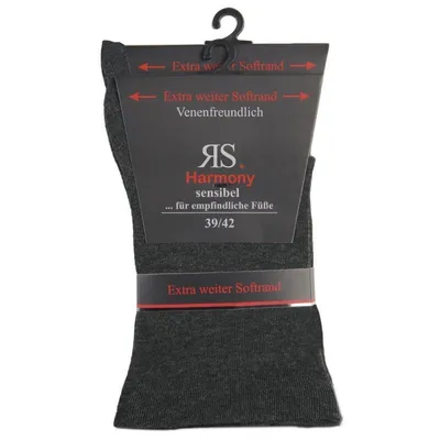 Produktbild von RS Harmony extra weite Gesundheitssocken Anthrazit 2 Paar Gr. 43-46