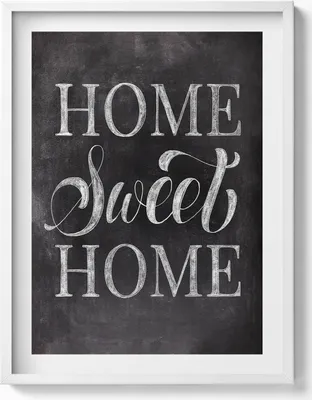 Produktbild von Inschrift für eine Wohnung „home, sweet home“– Wandbild mit Rahmen – Gerahmtes Bild – Wanddekoration – 60x80 cm – Weiß Rahmen