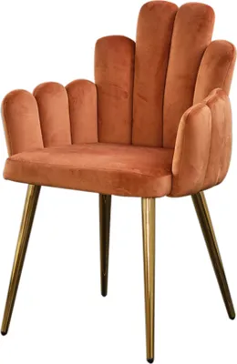 Produktbild von KAWOLA Stuhl FREJA Esszimmerstuhl Velvet orange Fuß gold