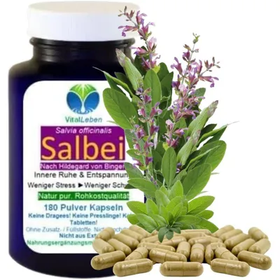 Produktbild von Salbei 180 Pulver Kapseln nach Hildegard von Bingen NATUR Pur ohne Zusatzstoffe.