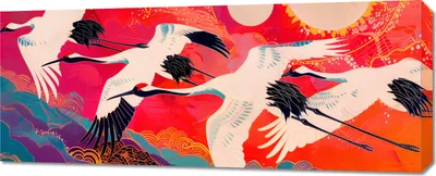 Produktbild von Bild 100x40cm Flug auf dem Kranichweg