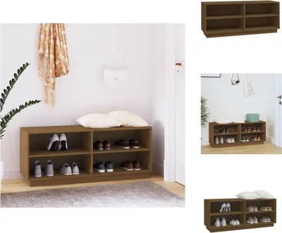 Produktbild von vidaXL Schuhregal Honigbraun 110x34x45 cm Massivholz Kiefer -  Schuhregale & -schränke
