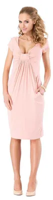 Produktbild von Damenn Minikleid Top Kleid V-Ausschnitt ; Lachs M/L 38/40