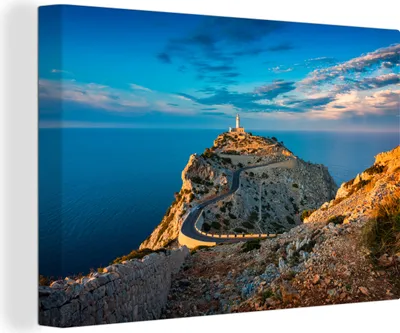 Produktbild von MuchoWow® - Leinwandbilder - Leuchtturm auf Mallorca, Wandbild, Wanddeko Bilder Wohnzimmer, 120x80cm