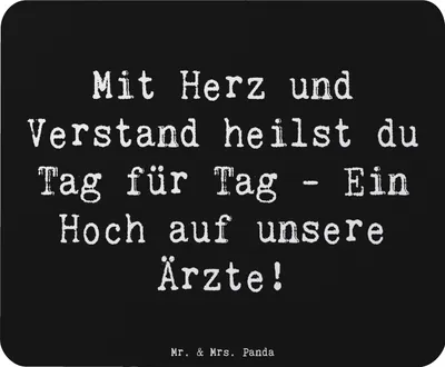 Produktbild von Mr. & Mrs. Panda Mauspad Spruch Arzt Herz Verstand - Schwarz - Geschenk, Aufmerksamkeit, Mousepad, Einfühlungsvermögen, mausteppich, Fürsorge, Mouse Pad, pc, Medizin