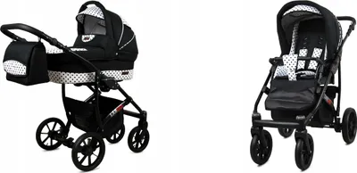 Produktbild von BabyLux® Largo | 2in1 Kinderwagen Set | Black Dots | Kombikinderwagen | Kinderwagenset | Buggy +