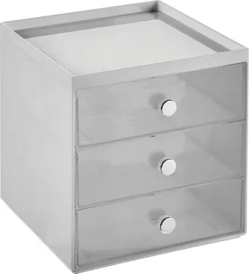 Produktbild von Organizer stapelbare Aufbewahrungsbox mit 3 Schubladen mDesign transparent/grau