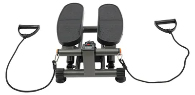 Image de Twist-Stepper - Appareil de marche elliptique - Avec bandes de résistance - Écran LCD - Charge maximale : 120 kg - Entraînement de force - Noir