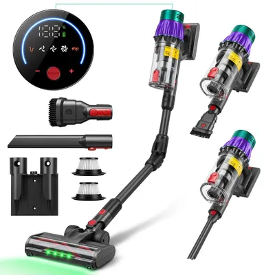 Produktbild von V22 Akku-Staubsauger 550W 50000Pa Kabelloser Handstaubsauger 45 Min Laufzeit 1,2L Staubbehälter LCD Display 180° Klappkopf für Haushalt